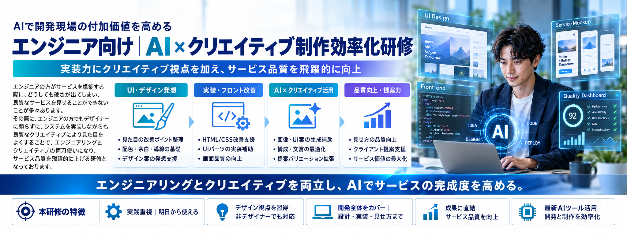 エンジニア向け|エンジニアの方がクリエイティブも意識して構築するためのAI×クリエイティブ制作効率化研修